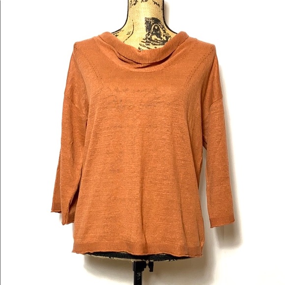 Poetry Sweaters - Poetry Autumn Orange 3/4 Sleeve Cowl Neck Sweater